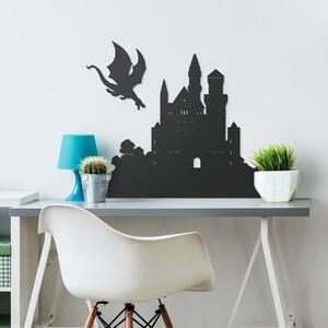 DUBLEZ | Decorațiune Halloween din lemn - Castel și dragon