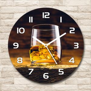 Ceas perete din sticlă rotund Bourbon într-un pahar