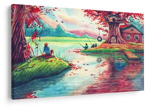 Tablou - Acuarelă, Golf într-un sat de munte (90x60 cm)
