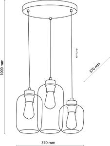 TK Lighting Marco lampă suspendată 3x15 W negru-verde-fumuriu-maro 3325