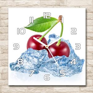 Ceas de sticlă pe perete pătrat Cherry gheață