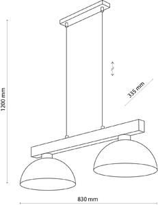 TK Lighting Oslo lampă suspendată 2x15 W negru-lemn 4711