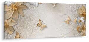 Tablou - Flori cu fluturi (120x50 cm)