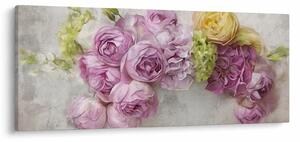 Tablou - Flori pe perete culorile pastel (120x50 cm)