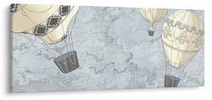 Tablou - Baloane deasupra orașului, nuanțe reci (120x50 cm)