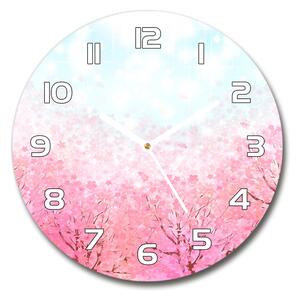 Ceas rotund de perete din sticlă flori de cireș