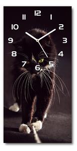 Ceas perete din sticlă dreptunghiular Pisica neagra