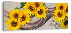 Tablou - Flori strălucitoare de floare soarelui (120x50 cm)