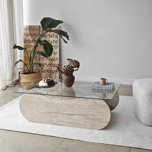 Măsuţă de cafea, Hanah Home, Culoare: Travertin Transparent