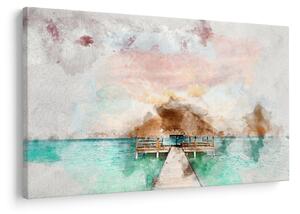 Tablou - Maldive, debarcader din lemn (90x60 cm)