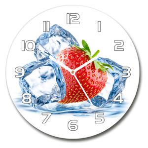 Ceas perete din sticlă rotund căpșuni gheață
