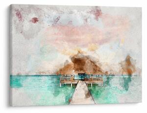 Tablou - Maldive, debarcader din lemn (70x50 cm)