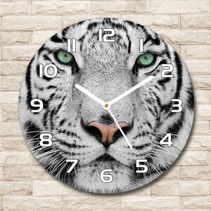 Ceas din sticlă rotund tigru alb