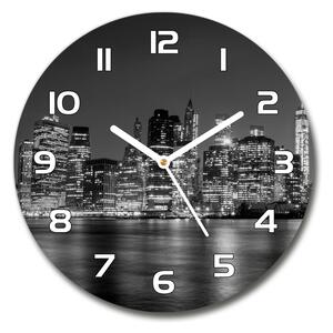 Ceas din sticlă rotund Manhattan pe timp de noapte