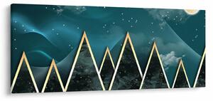 Tablou - Lună plină deasupra munțiilor aurii (120x50 cm)