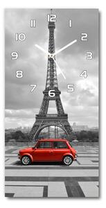 Ceas perete din sticlă dreptunghiular Turnul Eiffel auto