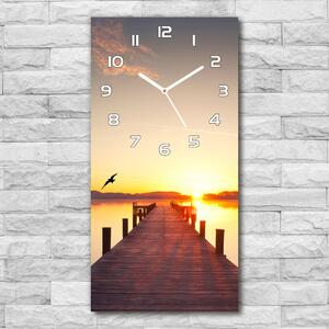 Ceas din sticlă dreptunghiular vertical Sunset Pier