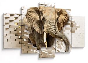 Tablou - Elefant spârgând peretele (150x105 cm)