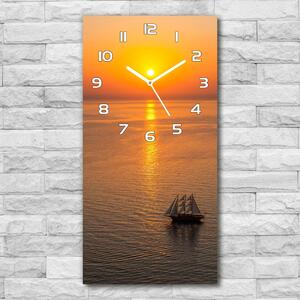 Ceas de sticlă pe perete vertical Apus de soare pe mare