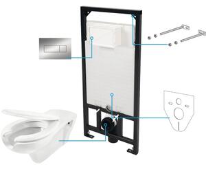 Set vas wc suspendat pentru persoanele cu dizabilitati cu rezervor incastrat si clapeta actionare crom Deante, Vital