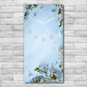 Ceas de sticlă pe perete vertical flori de cireș