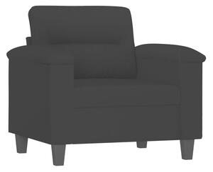 Set de canapele cu perne, 3 piese, negru, microfibră
