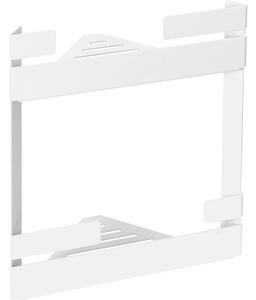 Suport accesorii dus pe colt alb mat cu 2 rafturi Deante Mokko Alb mat