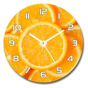 Ceas perete din sticlă rotund felii de portocale