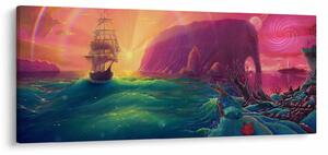 Tablou - Pictură în ulei, călătorie într-un țărăm fantastic (120x50 cm)