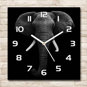 Ceas pătrat de perete din sticlă elefant african