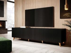 Comodă TV Dicto I, Auriu, Negru, MDF, PAL laminat, 52x201x40cm, 50.5 kg