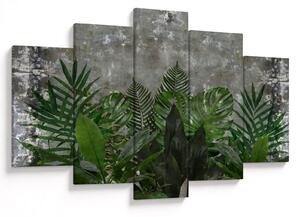 Tablou - Zid de beton cu plante (150x105 cm)