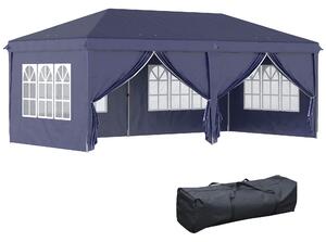 Outsunny Foisor de gradina pliabil pentru exterior cu 6 panouri laterale, 585x295cm albastru | AOSOM RO
