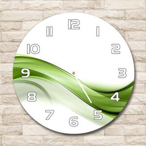 Ceas de sticlă pe perete rotund undă verde