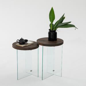 Set de măsuțe de cafea, Hanah Home, Culoare: Transparent Nuc
