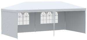 Outsunny Cort Pliabil pentru Grădină, Petreceri și Evenimente, cu Panouri Detașabile, Structură Oțel și PE, 5.85x2.95m, Alb | Aosom Romania