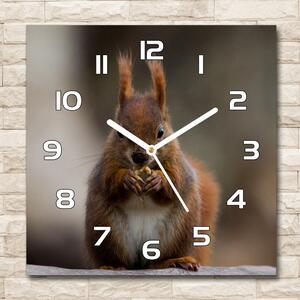 Ceas de sticlă pe perete pătrat veveriţă