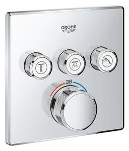 Baterie dus incastrata termostatata crom, patrata, cu 3 iesiri, Grohe SmartControl