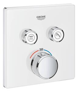 Baterie dus incastrata termostatata alb crom, patrata, cu 2 iesiri, Grohe SmartControl