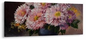 Tablou - Pictură în ulei, flori în vază (120x50 cm)
