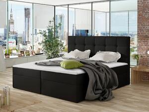 Pat matrimonial Boxspring Maddox (140x200) (piele ecologică Soft 017 (Alb)). 1058933