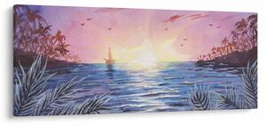 Tablou - Apus de soare deasupra apei, aquarelă (120x50 cm)