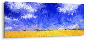 Tablou - Pictură în ulei, câmp auriu (120x50 cm)