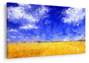 Tablou - Pictură în ulei, câmp auriu (90x60 cm)