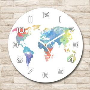 Ceas rotund de perete din sticlă harta lumii