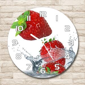 Ceas din sticlă rotund Căpșuni și apă