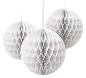 Decoratiune suspendata din hartie SPIRO set 3 buc 25 cm, alba