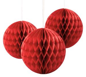Decoratiune suspendata din hartie SPIRO set 3 buc 25 cm, rosie