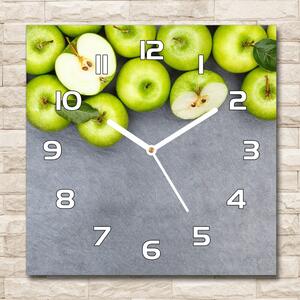 Ceas de sticlă pe perete pătrat mere verzi