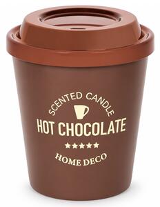 Lumanare parfumata decorativa Hot Chocolate in forma de pahar de cafea, cu recipient tip Coffee Cup, durata de ardere 20 de ore, lumanare aromata pentru casa, living, dormitor si birou, decoratiune moderna, idee de cadou, maro